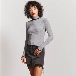 Forever 21 Stripped Turtleneck Top